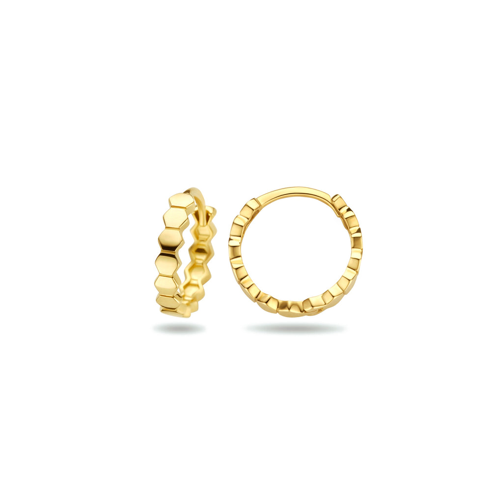klapoorringen zeshoek 12 mm 14K geelgoud