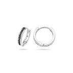 klapoorringen zwart zirkonia 12,5 mm zilver gerhodineerd