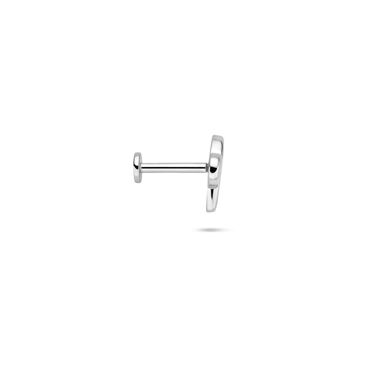 flat back piercing strik 6,5 mm zilver gerhodineerd