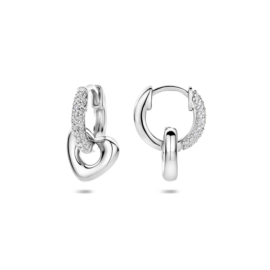 oorringen hartje zirkonia 17 mm zilver gerhodineerd
