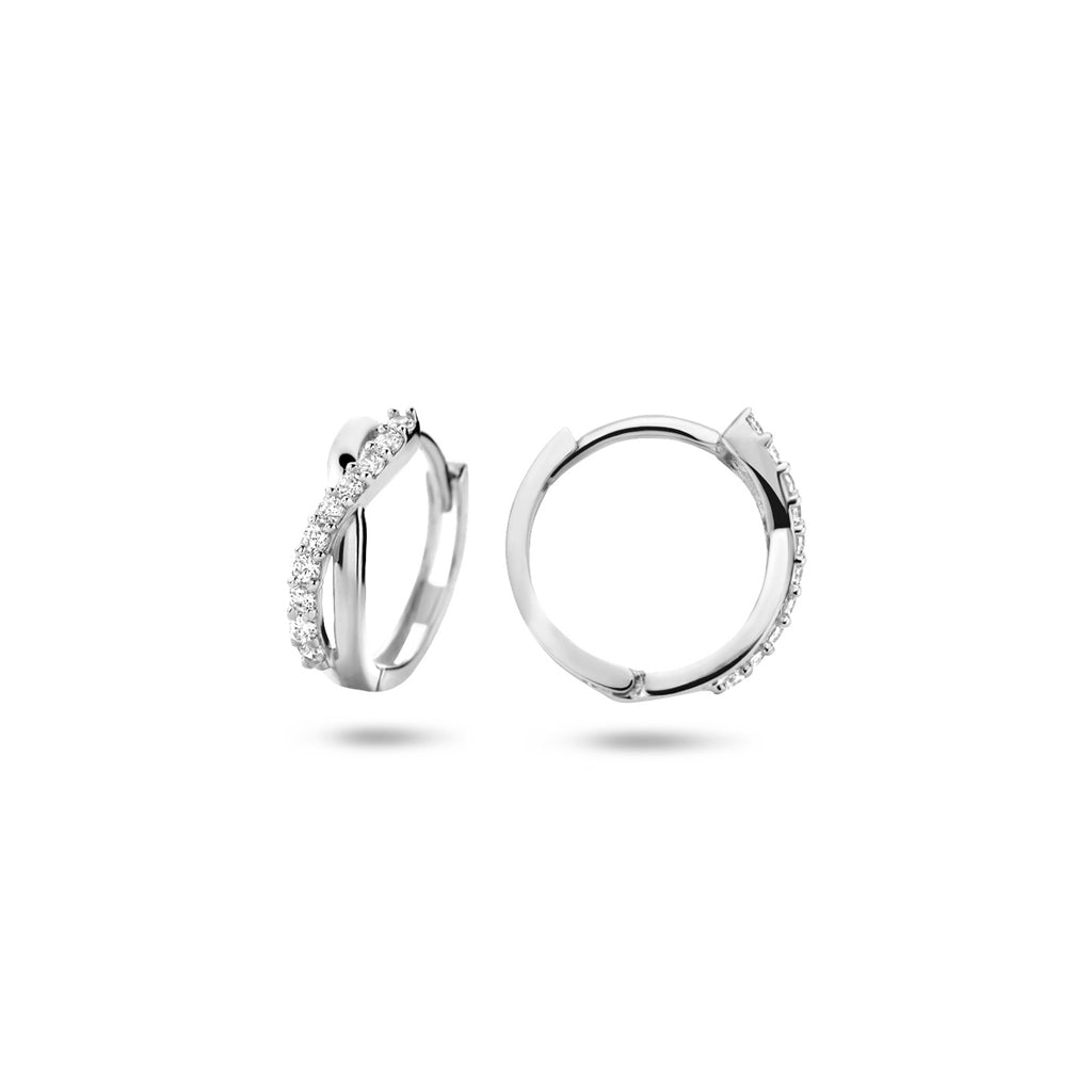 klapoorringen zirkonia 12,5 mm 14K witgoud