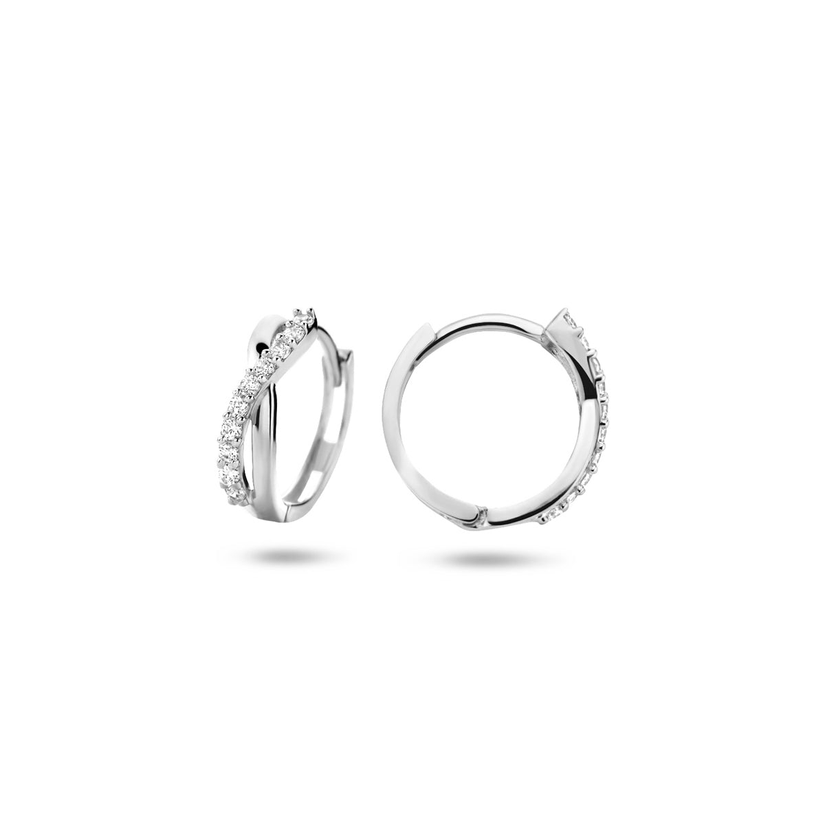 klapoorringen zirkonia 12,5 mm 14K witgoud