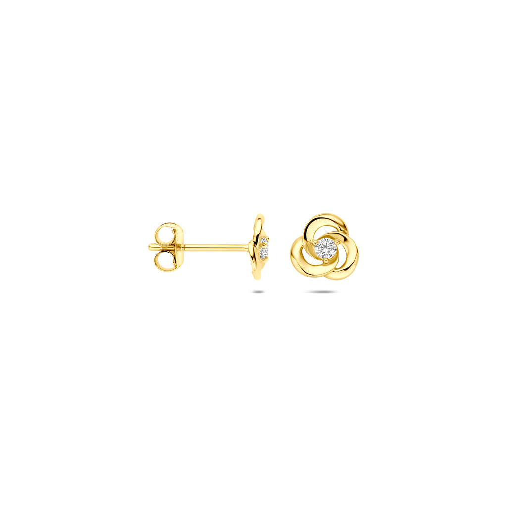 oorknoppen zirkonia 6,5 mm 14K geelgoud