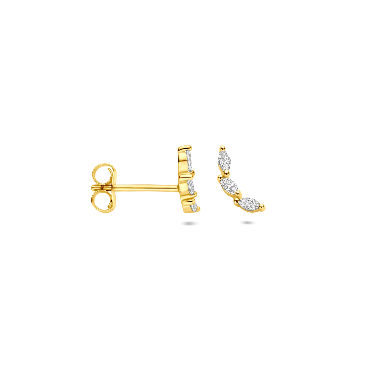 oorknoppen zirkonia 9,5 mm 1 micron zilver verguld (geel)