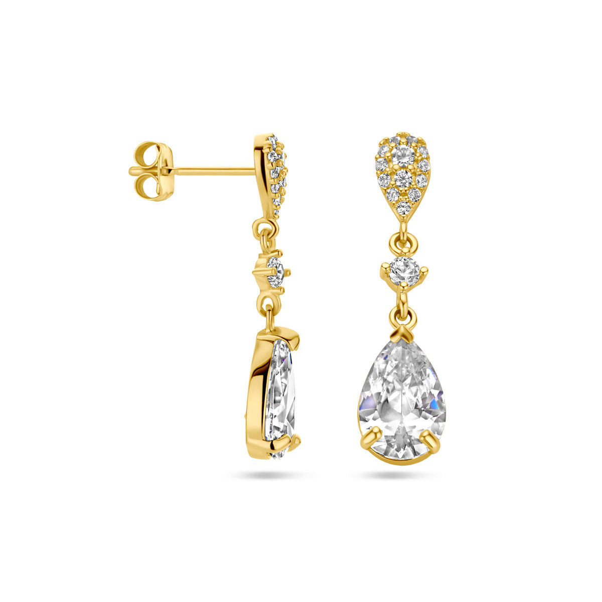 oorhangers zirkonia 14K geelgoud