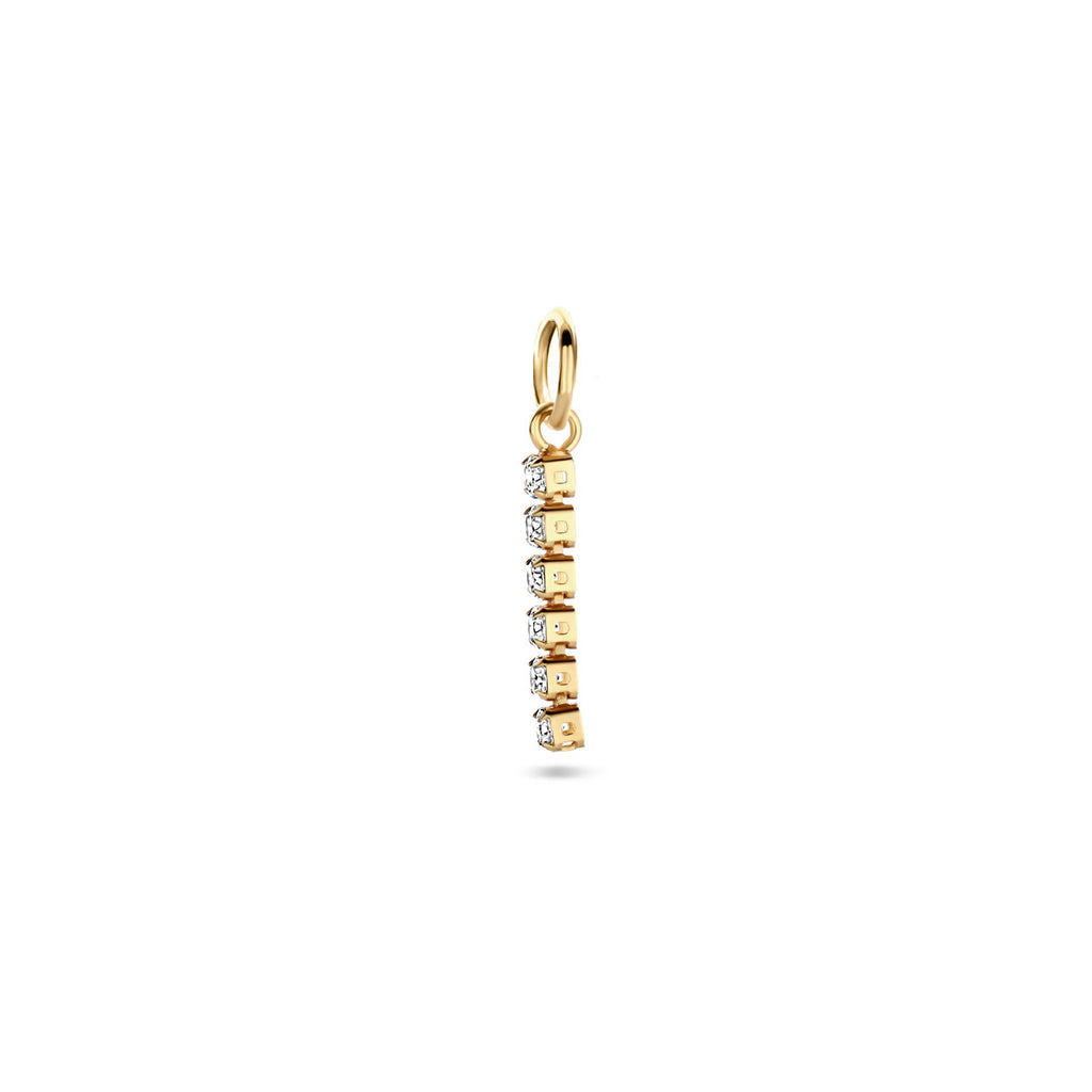 oorringhanger zirkonia per stuk 15 mm zilver verguld (geel)