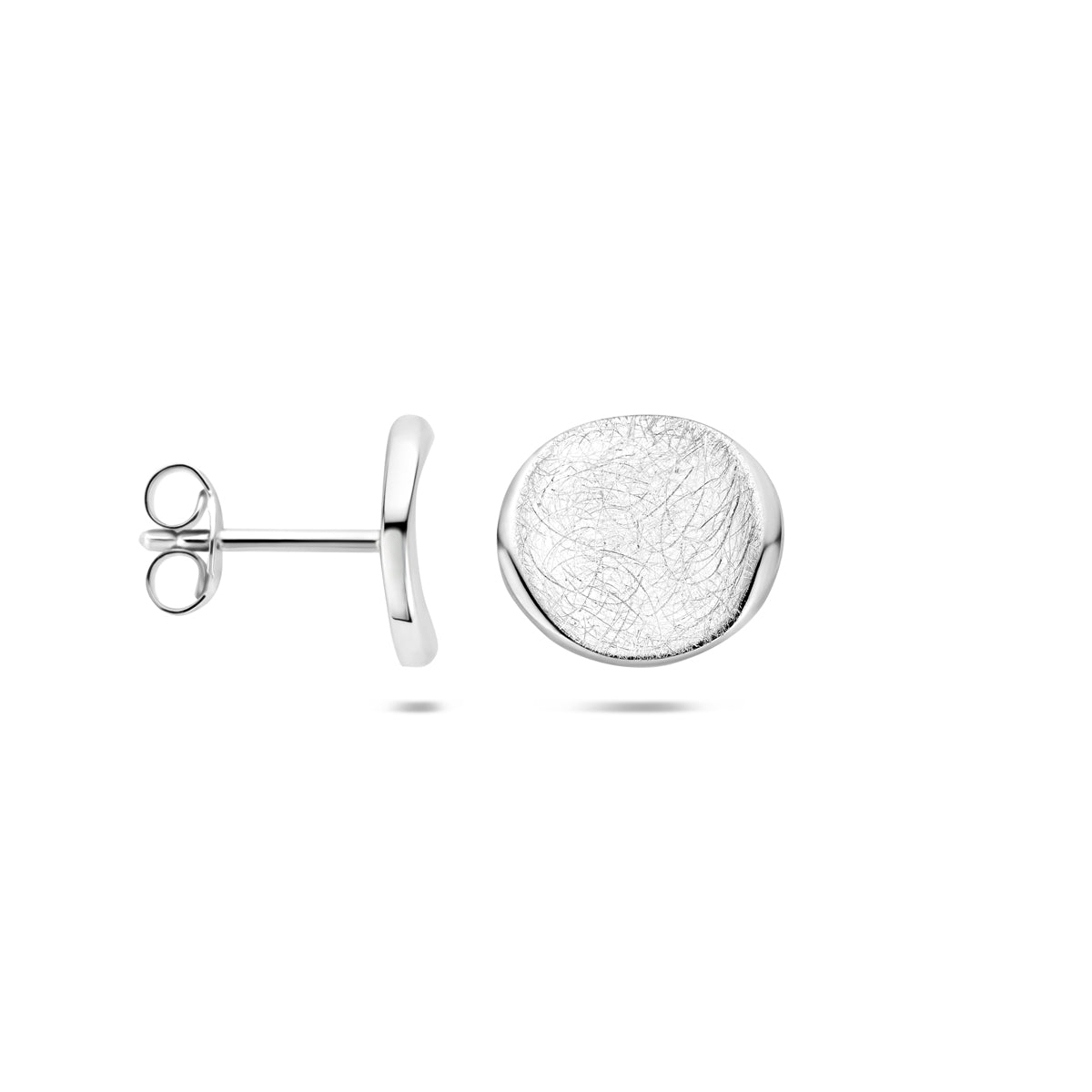 oorknoppen gescratcht zilver gerhodineerd