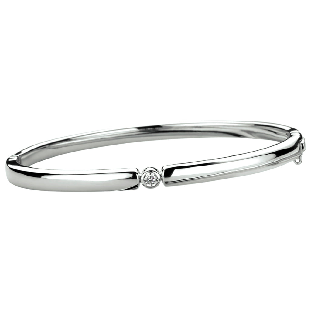 Armreif Scharnier Zirkonia 4,5 x 60 mm Silber rhodiniert