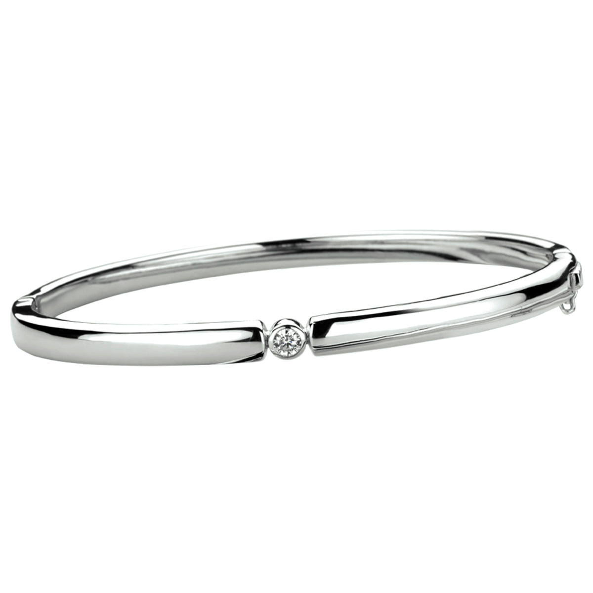 Armreif Scharnier Zirkonia 4,5 x 60 mm Silber rhodiniert