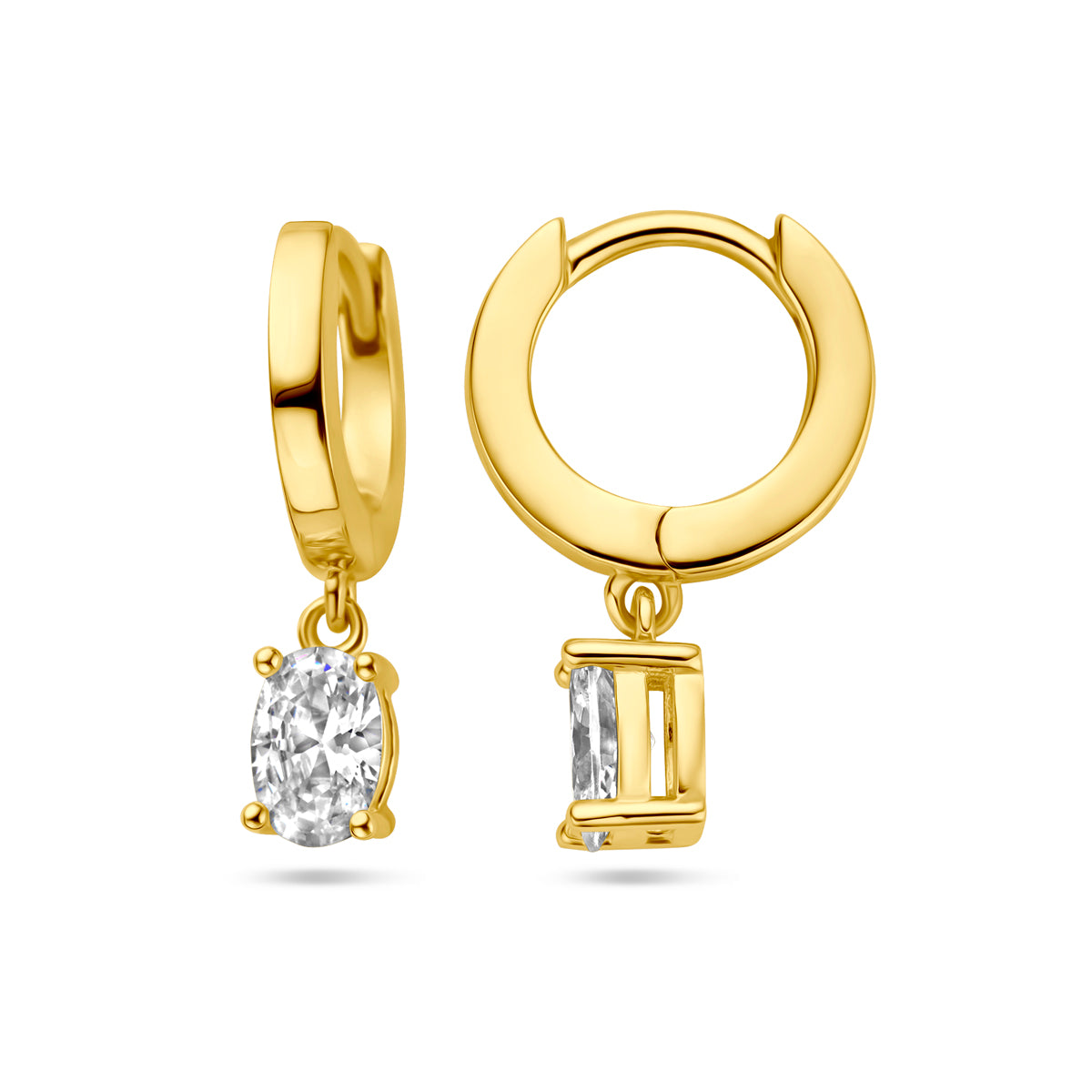 klapoorringen zirkonia 1 micron zilver verguld (geel)