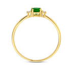 Ring Trilogie Smaragd und Diamant 0,03 ct (2x 0,015 ct) h p1 14 K Gelbgold