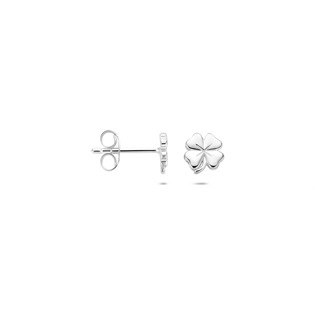 Ohrstecker Kleeblatt 5,5 mm Silber Weiß