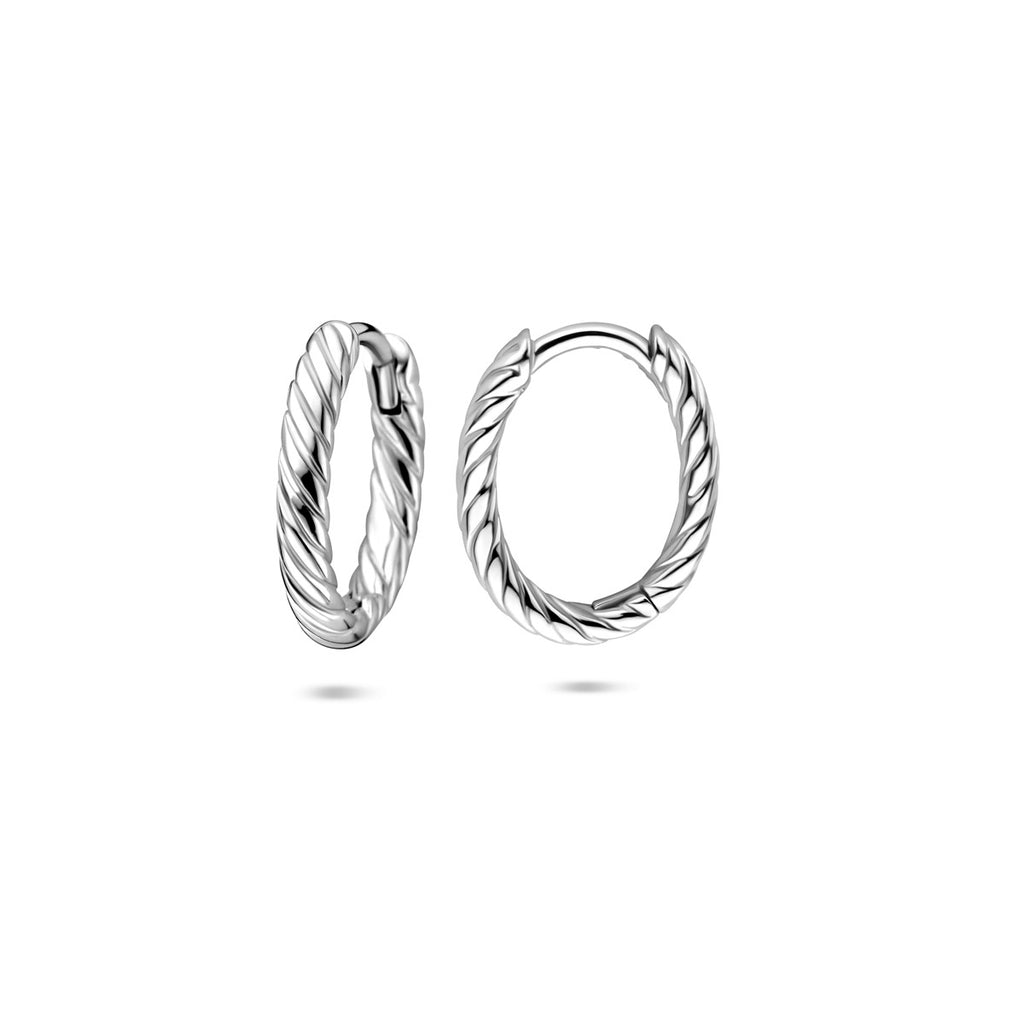 klapoorringen gedraaid 14 mm zilver gerhodineerd - gedraaid