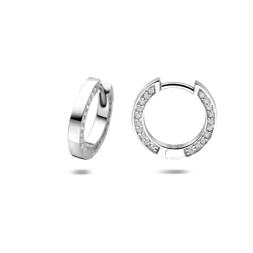 klapoorringen zirkonia 14,5 mm zilver gerhodineerd