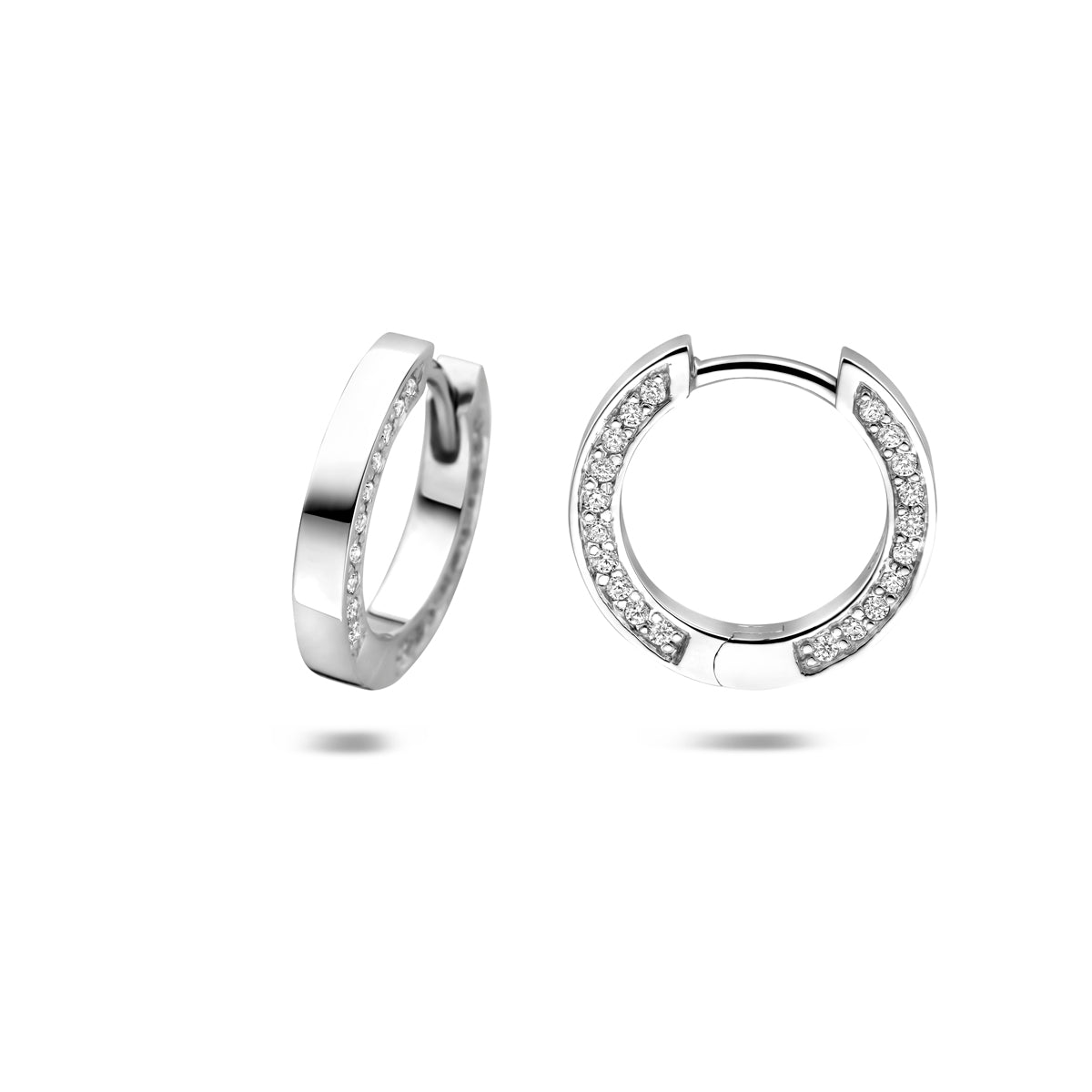 klapoorringen zirkonia 14,5 mm zilver gerhodineerd