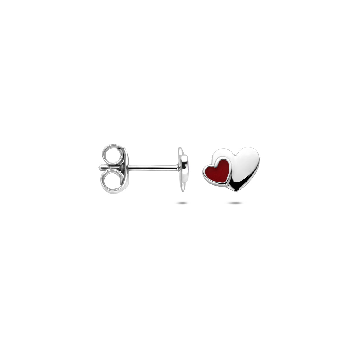 Ohrstecker Emaille Herz 6 mm Silber rhodiniert