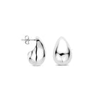 Ohrstecker Tropfen gehämmert 20 mm Silber rhodiniert