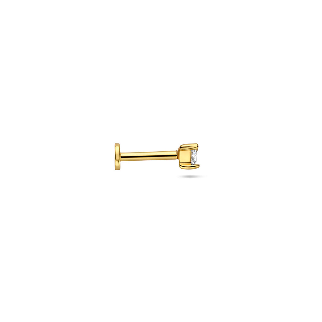 flat back piercing driehoek zirkonia 3 mm 1 micron zilver verguld (geel)