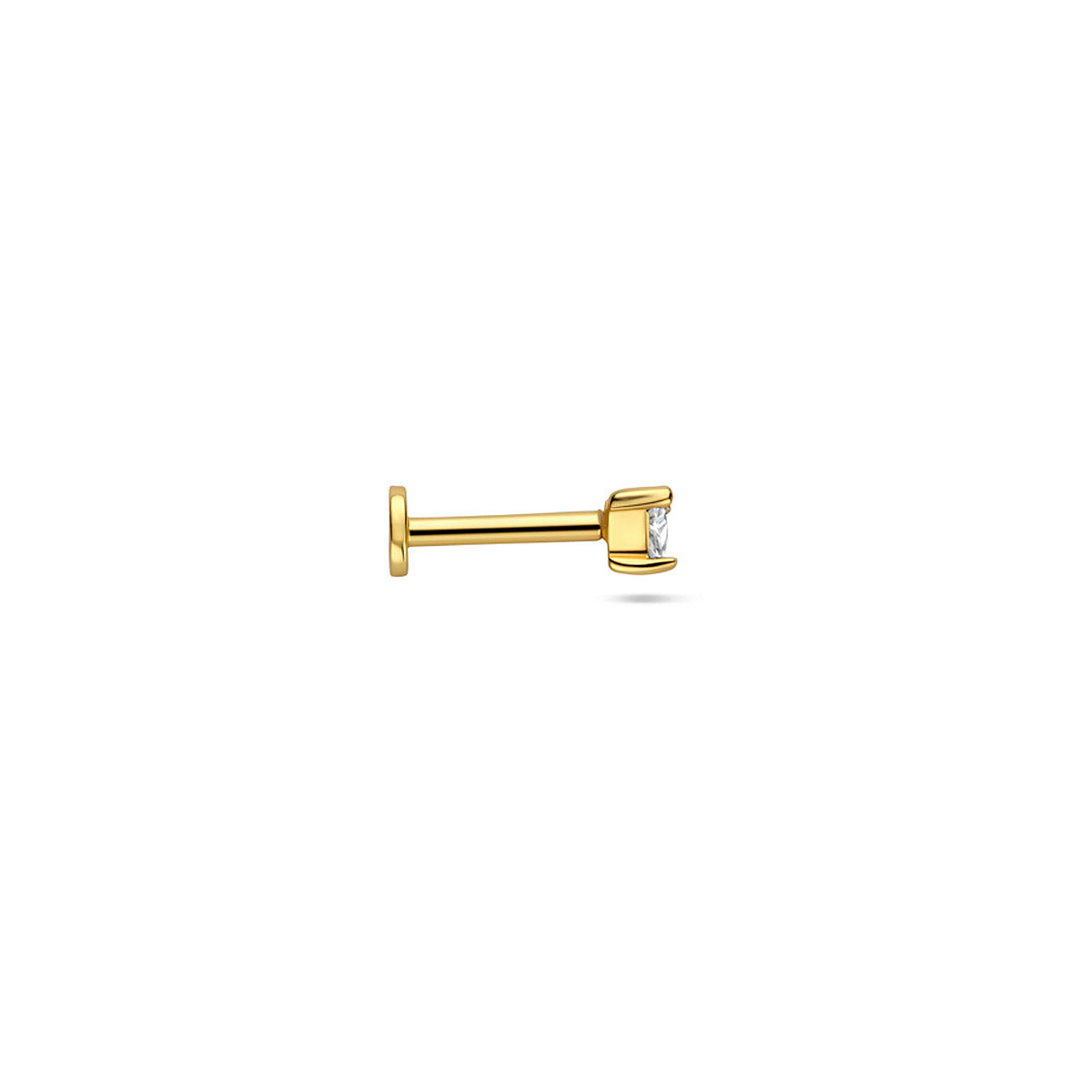 flat back piercing driehoek zirkonia 3 mm 1 micron zilver verguld (geel)