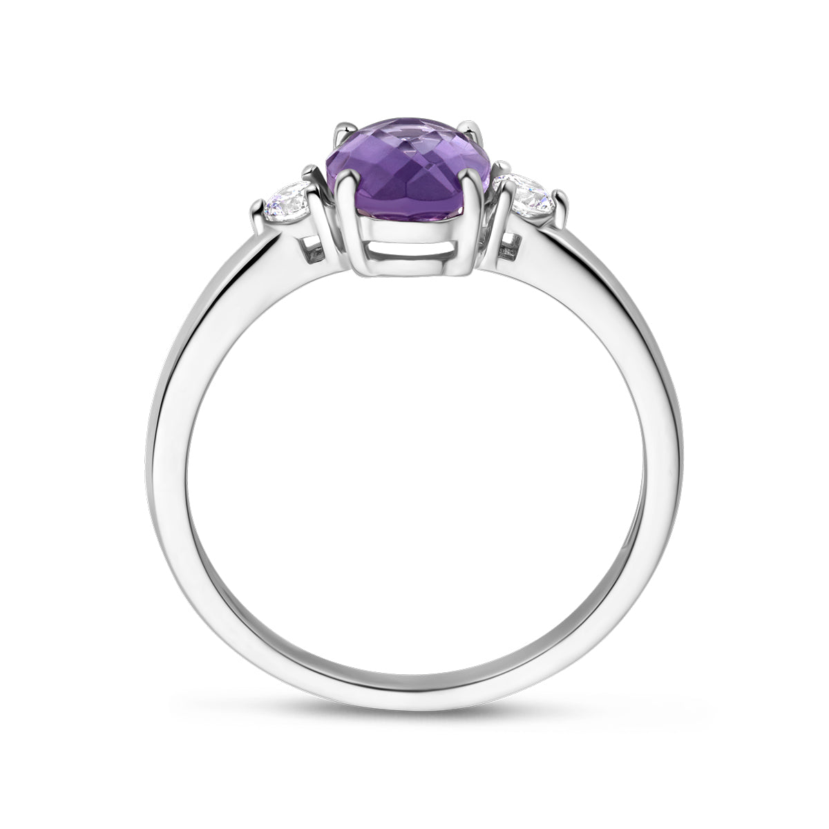 Ring-Trilogie Zirkonia und Amethyst Silber rhodiniert