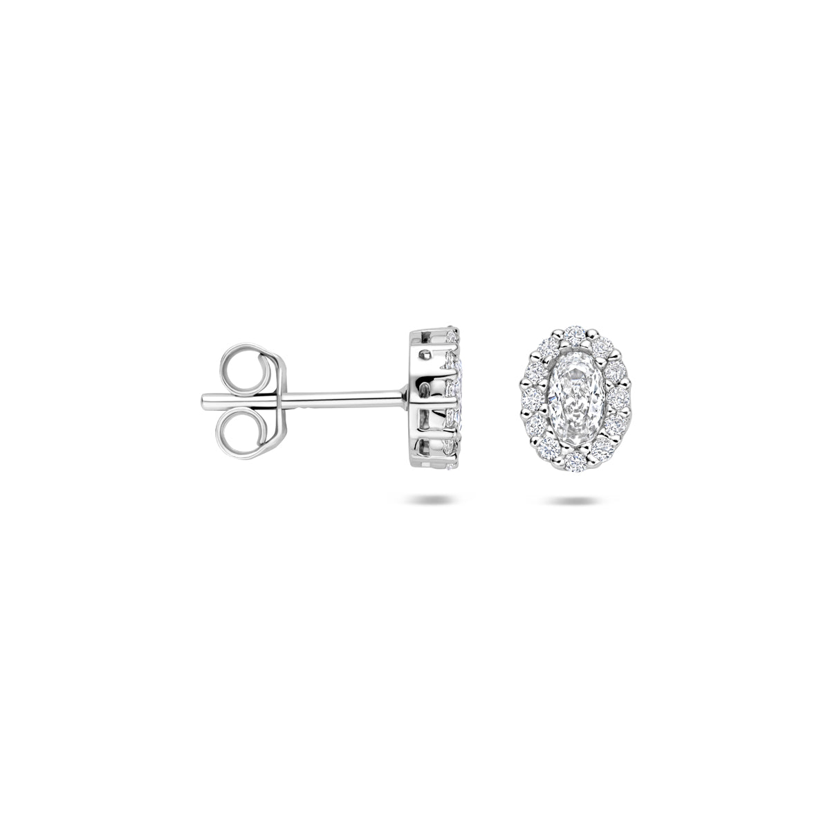 oorknoppen zirkonia 8 mm zilver gerhodineerd