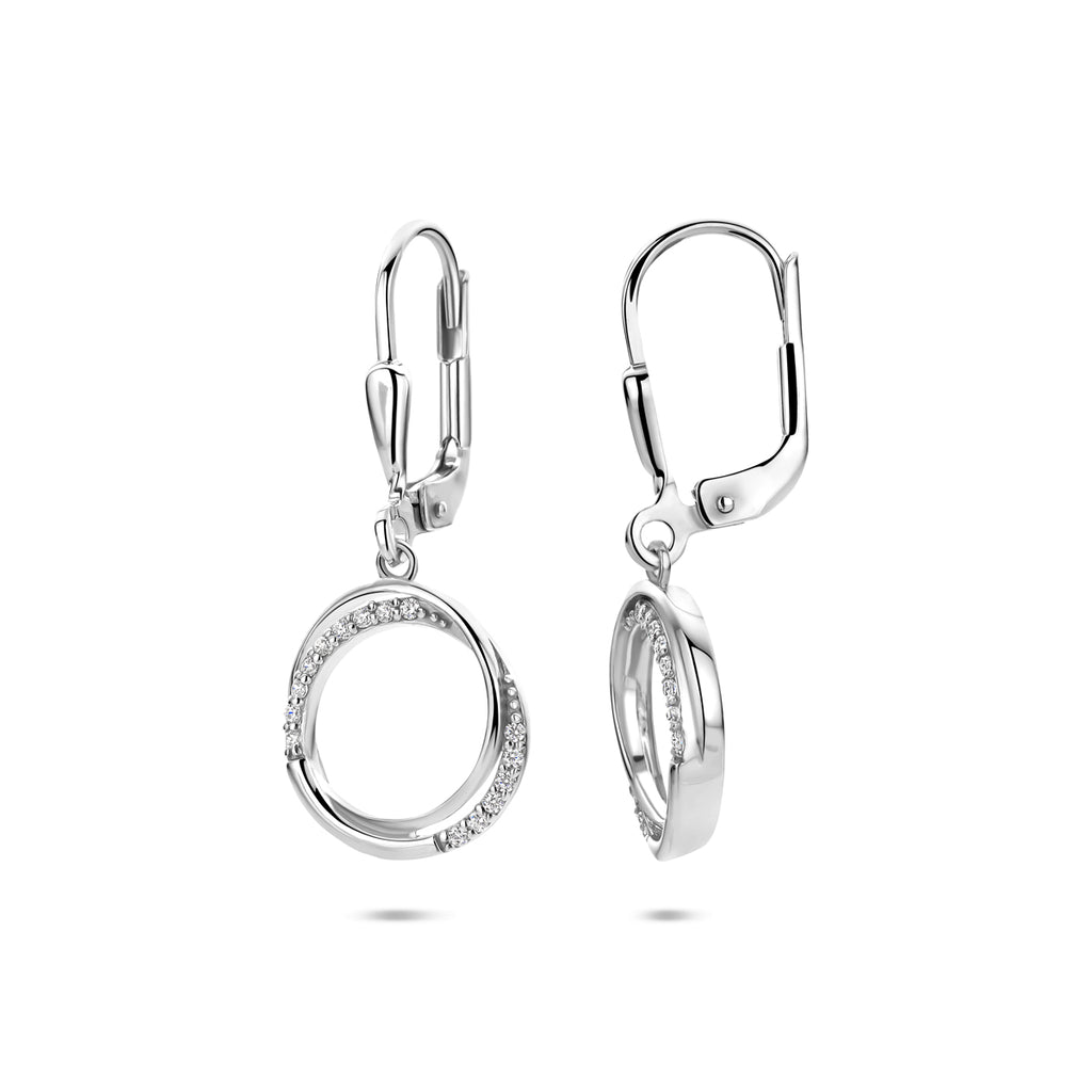 Ohrhänger Zirkonia Brisurhaken 27 mm Silber rhodiniert