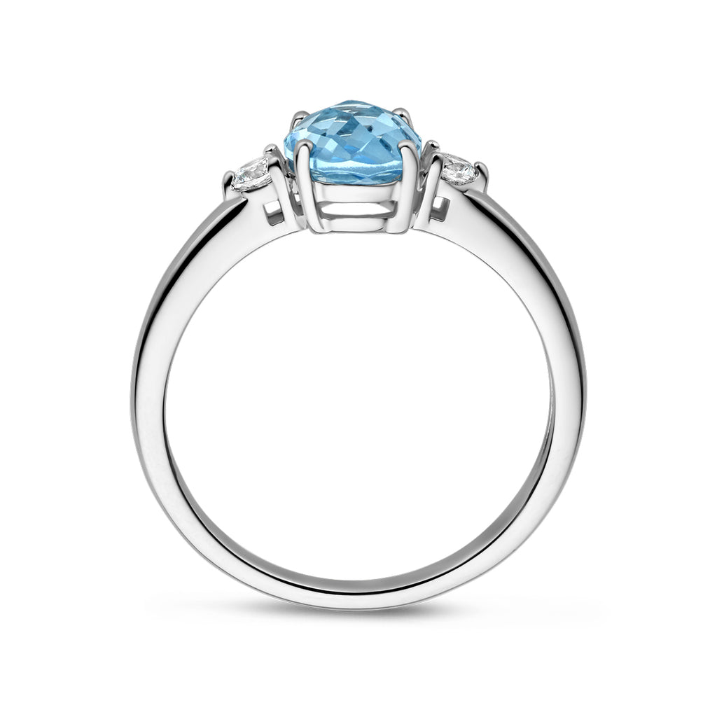 Ring-Trilogie Zirkonia und Blautopas Silber rhodiniert