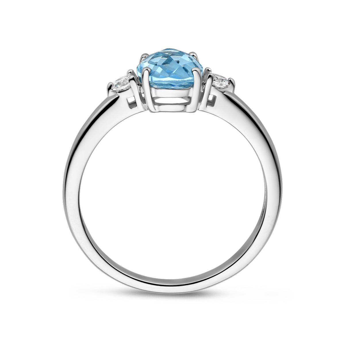 Ring-Trilogie Zirkonia und Blautopas Silber rhodiniert