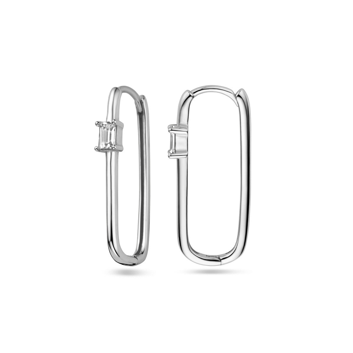 klapoorringen paperclip zirkonia zilver gerhodineerd