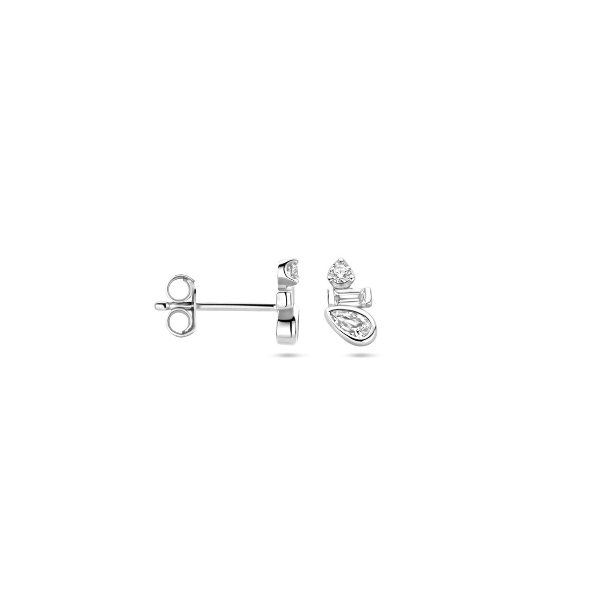 oorknoppen zirkonia 8 mm zilver gerhodineerd