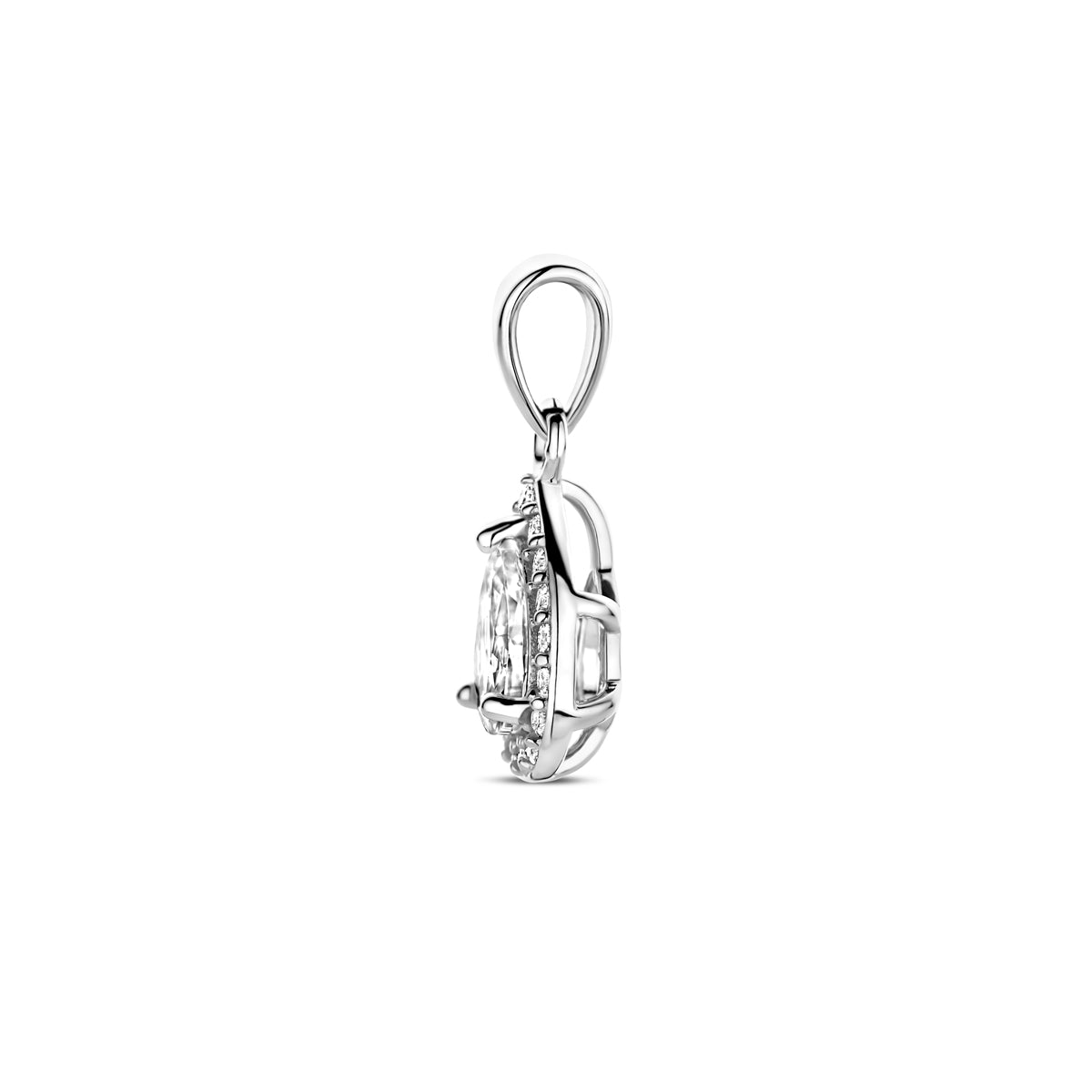 hanger zirkonia halo zilver gerhodineerd