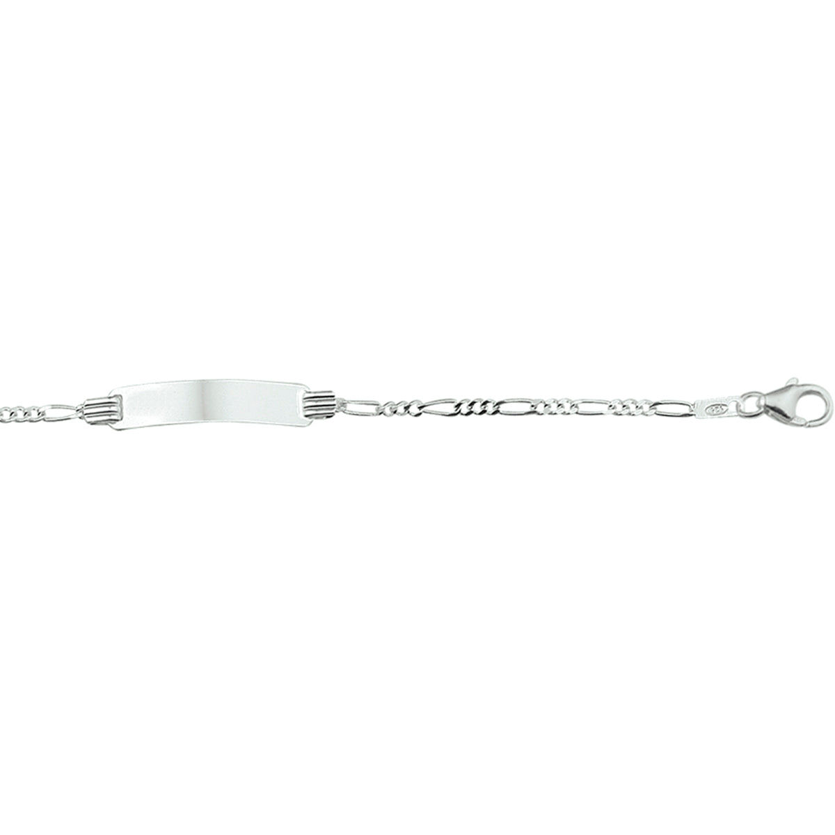 Gravurarmband Figaroplatte 4,8 mm silberweiß