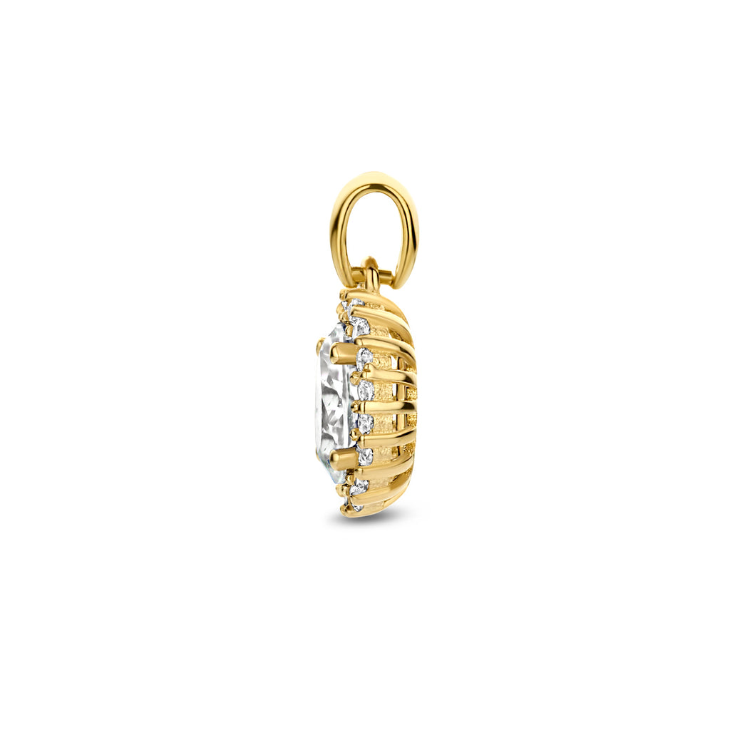 Anhänger Zirkonia Halo 14K Gelbgold