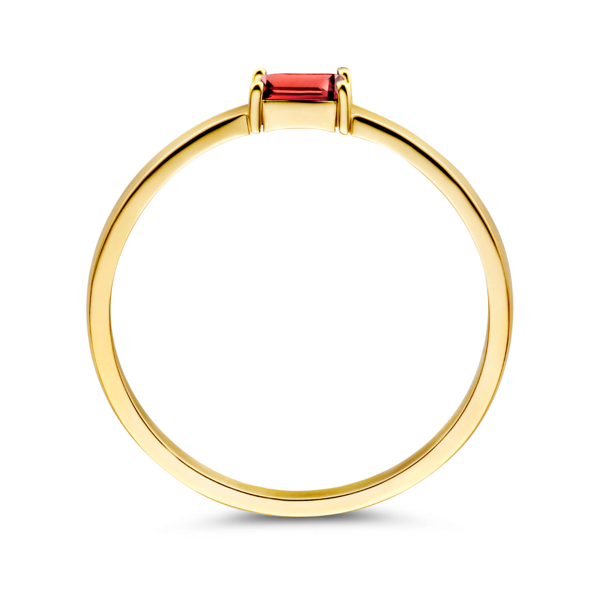 ring met geboortesteen granaat januari 14K geelgoud