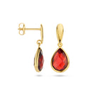 Ohrhänger Granat 20 mm 14K Gelbgold
