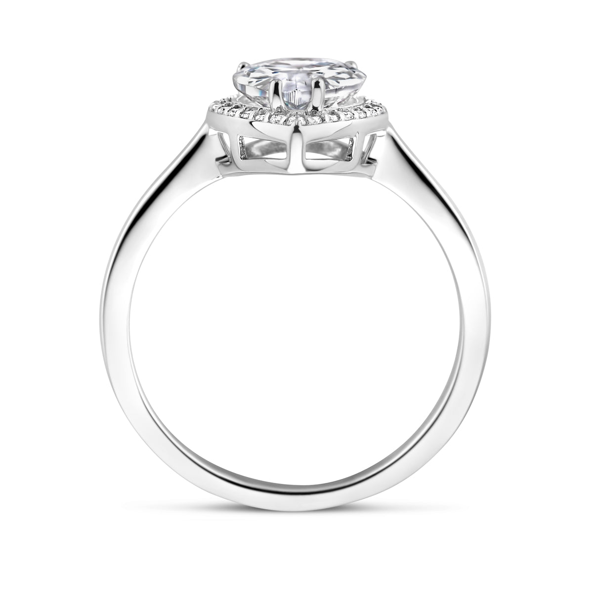 Ring weiß Zirkonia Halo Silber rhodiniert
