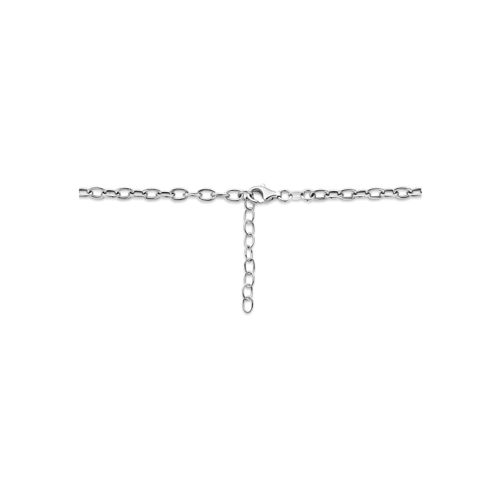 collier koffieboon 4,3 mm 41 + 4 cm zilver gerhodineerd