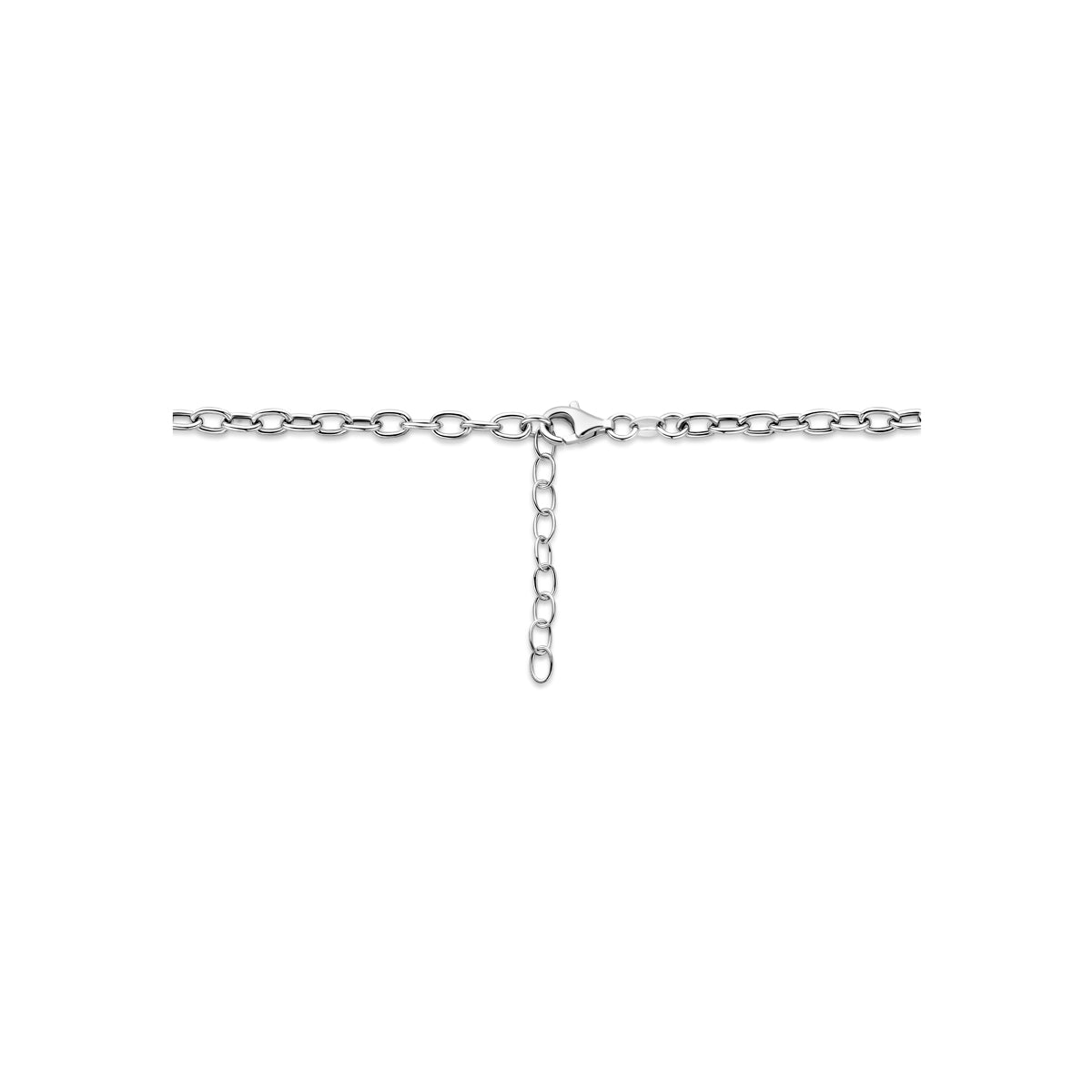 collier koffieboon 4,3 mm 41 + 4 cm zilver gerhodineerd