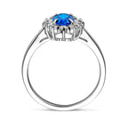 Ring aus Zirkonia und synthetischem Saphir, Silber rhodiniert