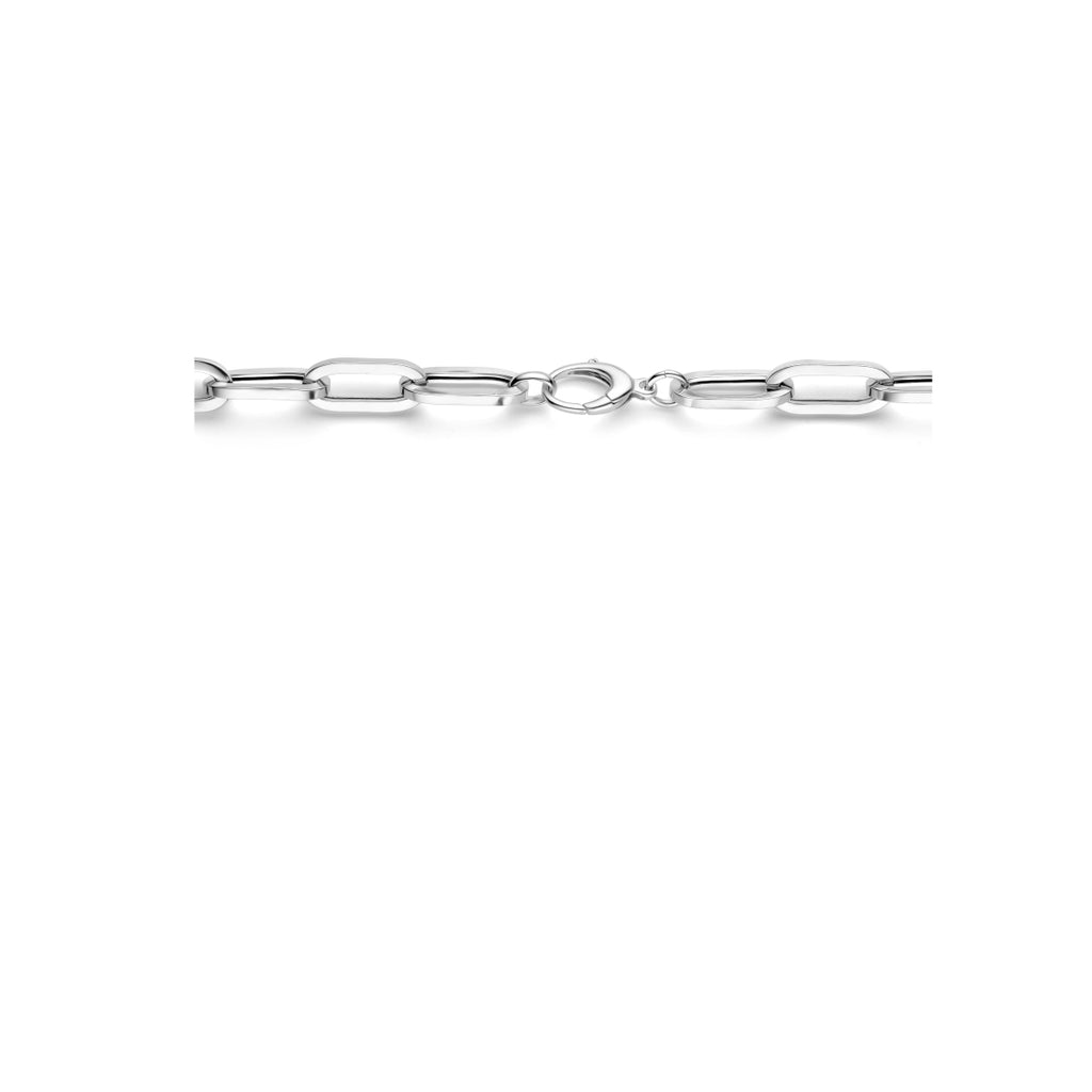 collier paperclip vierkante buis 10,5 mm 46 cm zilver gerhodineerd