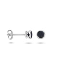 oorknoppen zwart zirkonia zilver gerhodineerd
