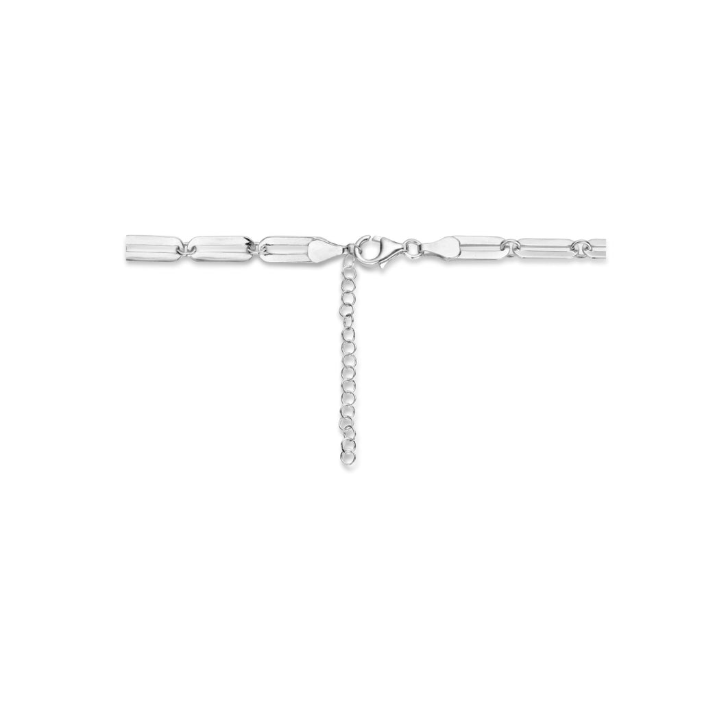 Halskette Büroklammer flach 5,0 mm 41 + 4 cm Silber rhodiniert