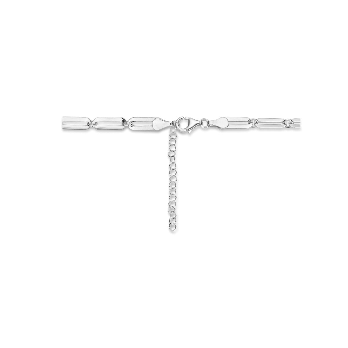 Halskette Büroklammer flach 5,0 mm 41 + 4 cm Silber rhodiniert
