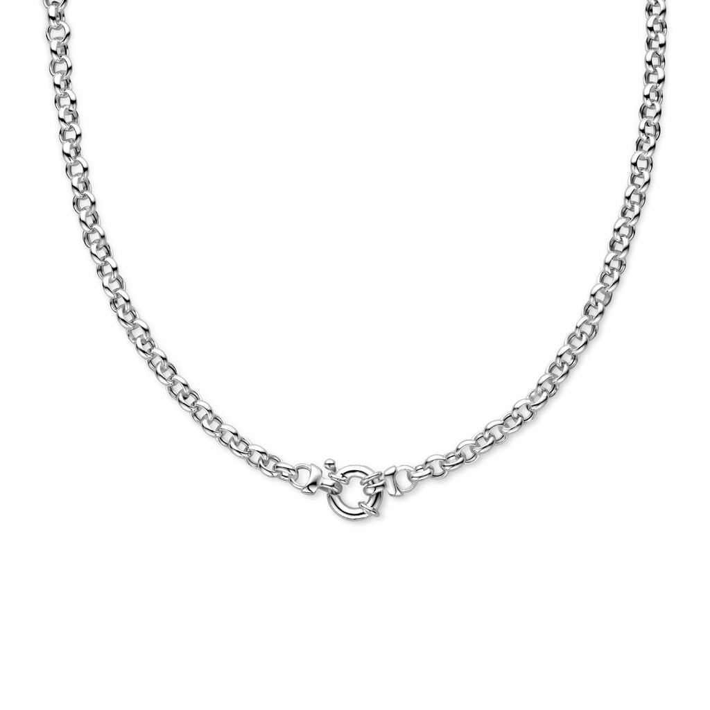 Jasseron-Kette 5,5 mm mit großem Federringverschluss Silber weiß