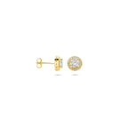Ohrstecker Zirkonia Halo 9 mm 1 Mikron silbervergoldet (gelb)