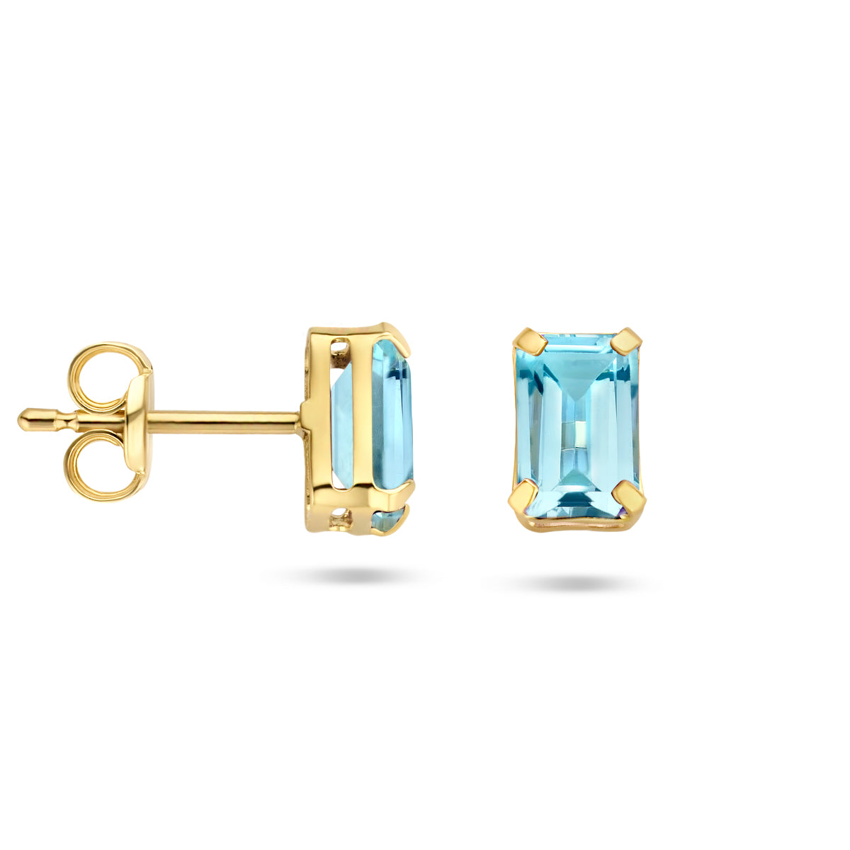 oorknoppen blauw topaas 14K geelgoud