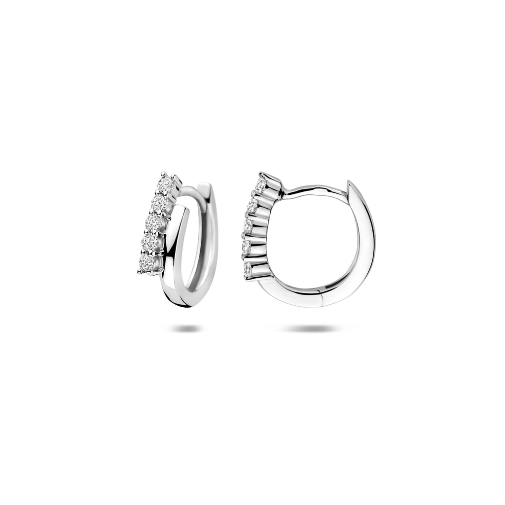 klapoorringen zirkonia 13 mm zilver gerhodineerd