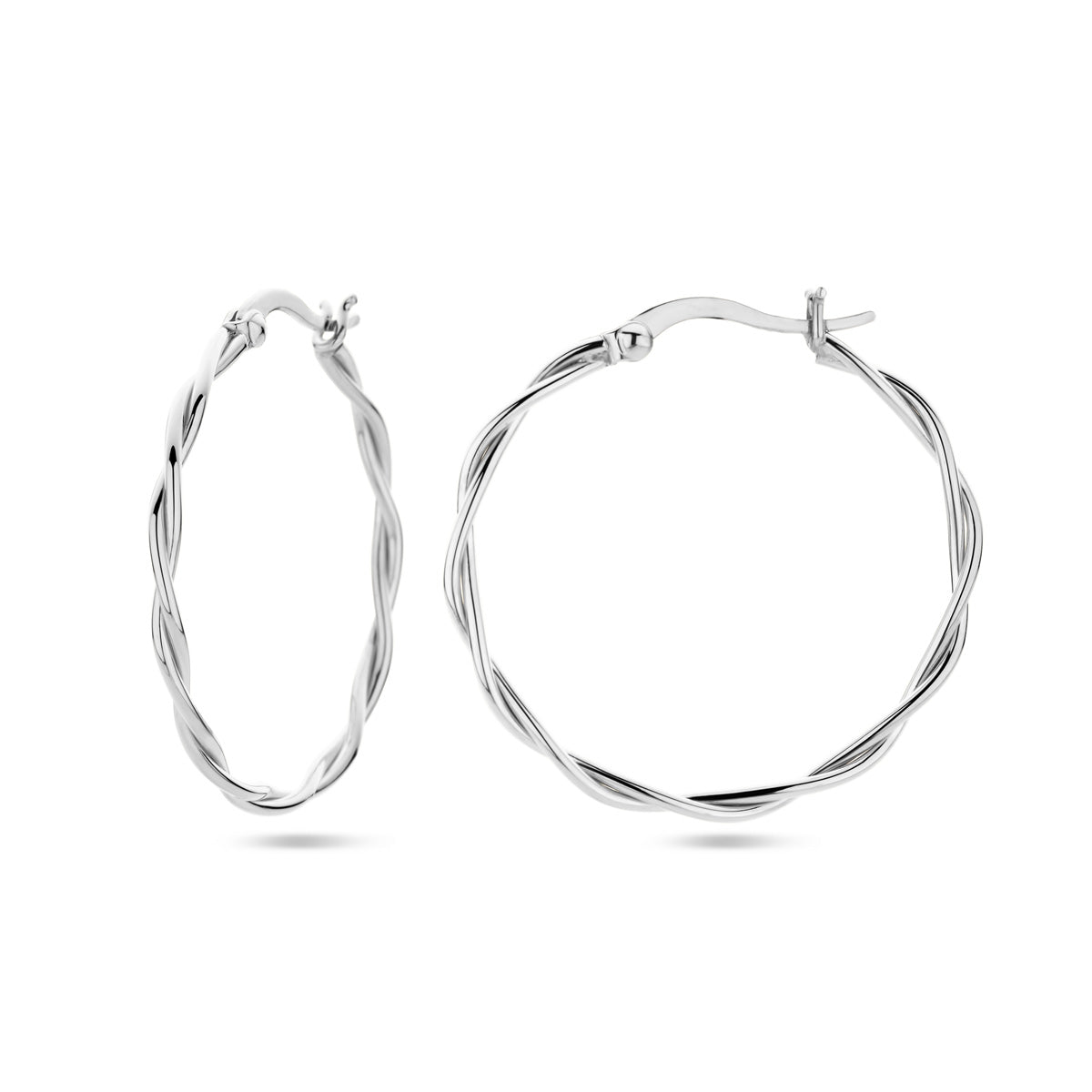 oorringen gedraaide buis 2,0 mm zilver gerhodineerd