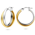 Ohrringe 23,5 mm 1 Mikron versilbert (Gelb/Rhodium)