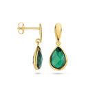 oorhangers groen agaat 20 mm 14K geelgoud